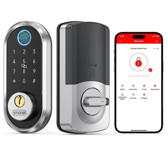 Smart Door Lock, Fingerprint Deadbolt with Keypad, Keyless Entry Front Door Lock - Picture 1 of 9